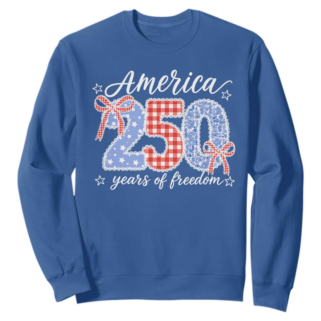 Girly America 250 Years Of Freedom Sweatshirt 4th of July Coquette Bow