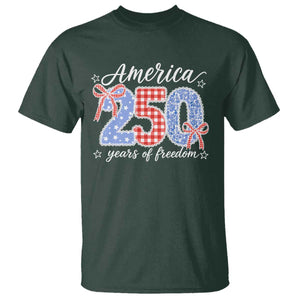 Girly America 250 Years Of Freedom T Shirt 4th of July Coquette Bow