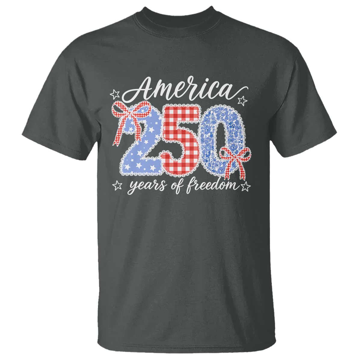 Girly America 250 Years Of Freedom T Shirt 4th of July Coquette Bow