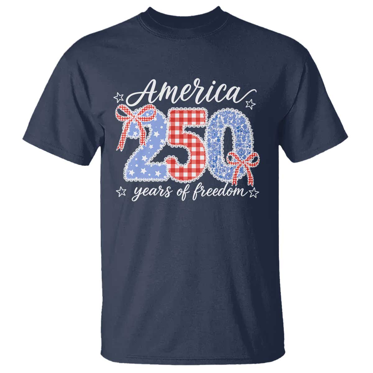 Girly America 250 Years Of Freedom T Shirt 4th of July Coquette Bow