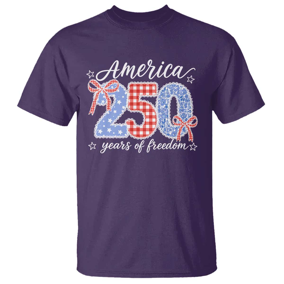 Girly America 250 Years Of Freedom T Shirt 4th of July Coquette Bow