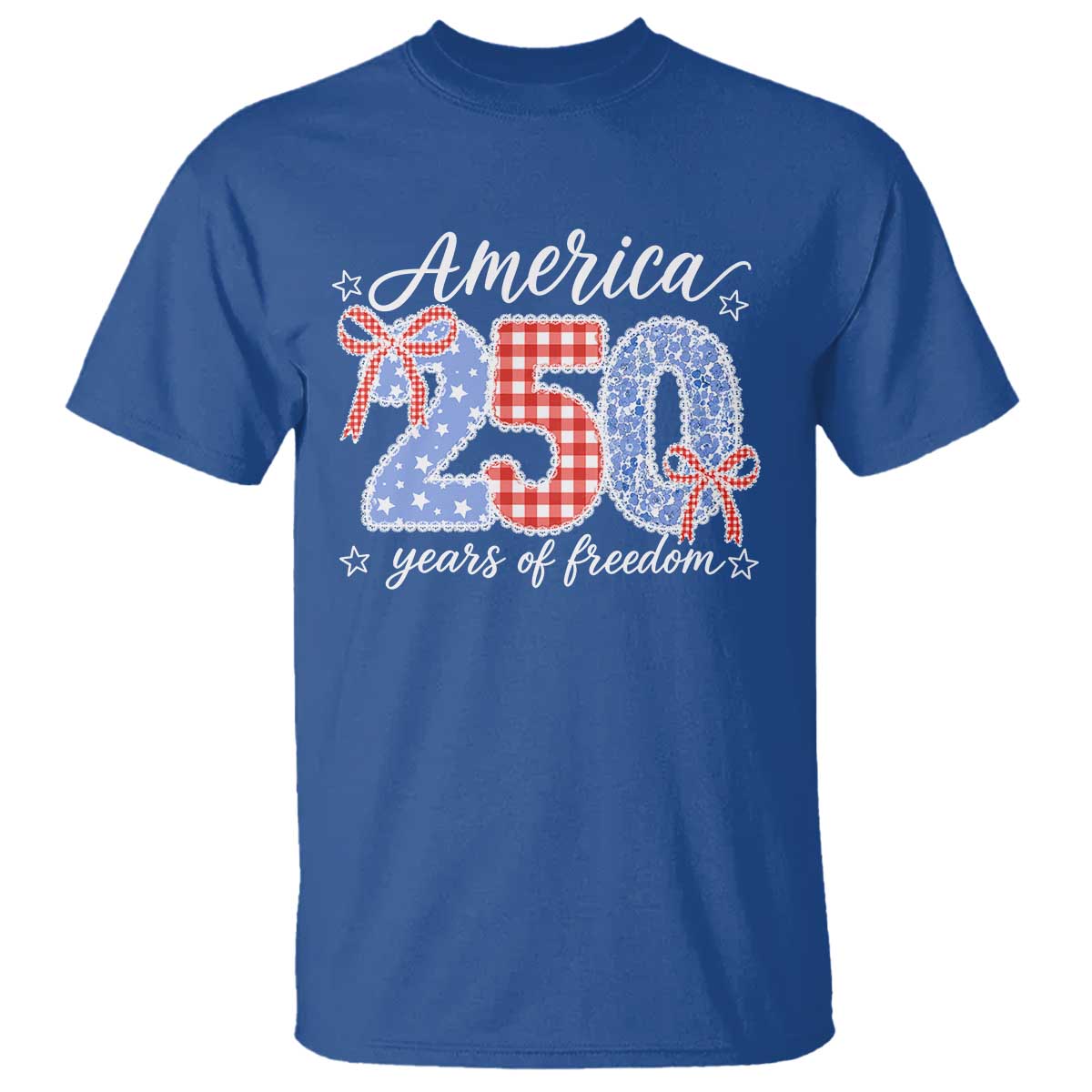 Girly America 250 Years Of Freedom T Shirt 4th of July Coquette Bow