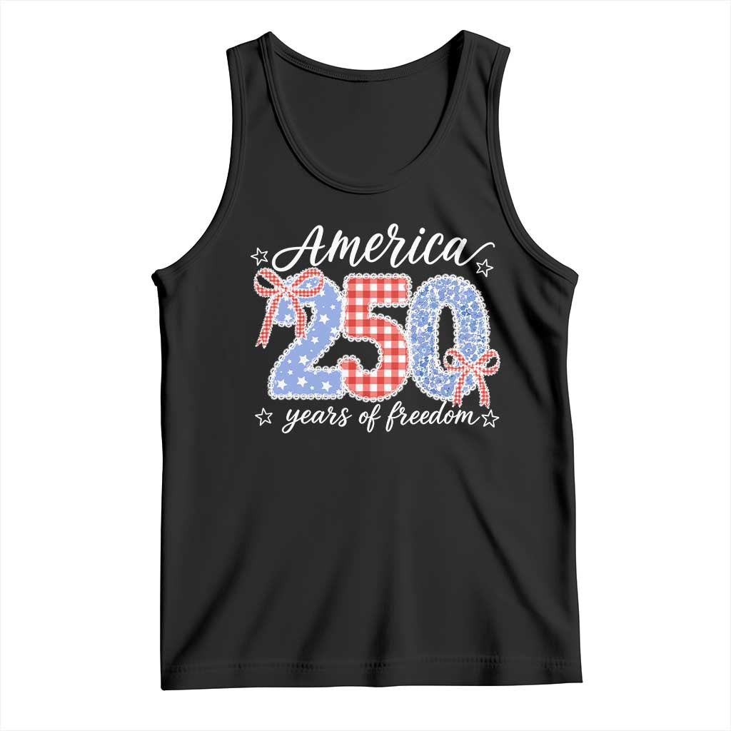 Girly America 250 Years Of Freedom Tank Top 4th of July Coquette Bow