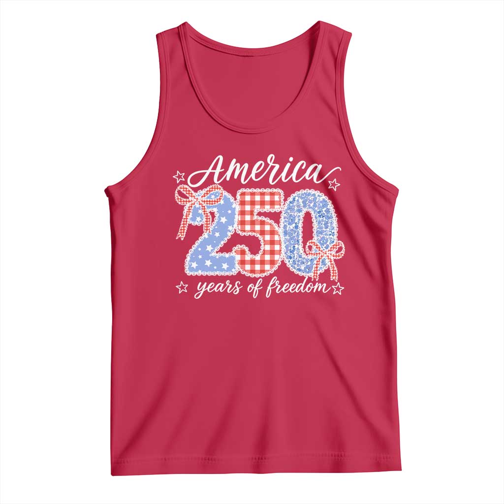 Girly America 250 Years Of Freedom Tank Top 4th of July Coquette Bow