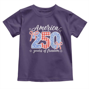 Girly America 250 Years Of Freedom Toddler T Shirt 4th of July Coquette Bow