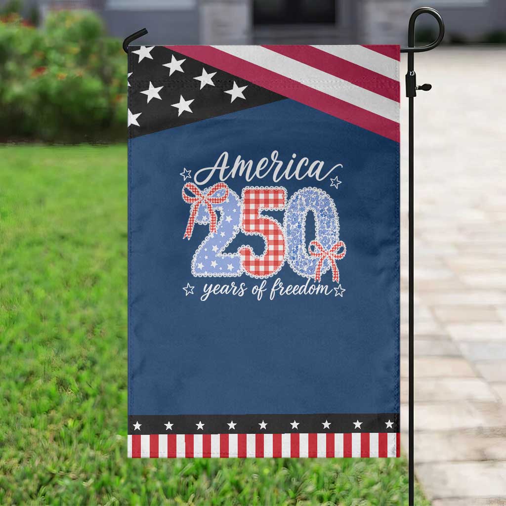Girly America 250 Years Of Freedom Patriotic Garden Flag 4th of July Coquette Bow