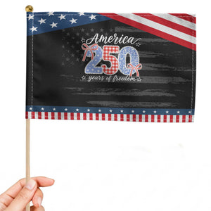 Girly America 250 Years Of Freedom Patriotic Handheld Flag 4th of July Coquette Bow
