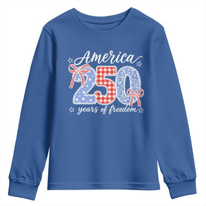 Girly America 250 Years Of Freedom Youth Sweatshirt 4th of July Coquette Bow