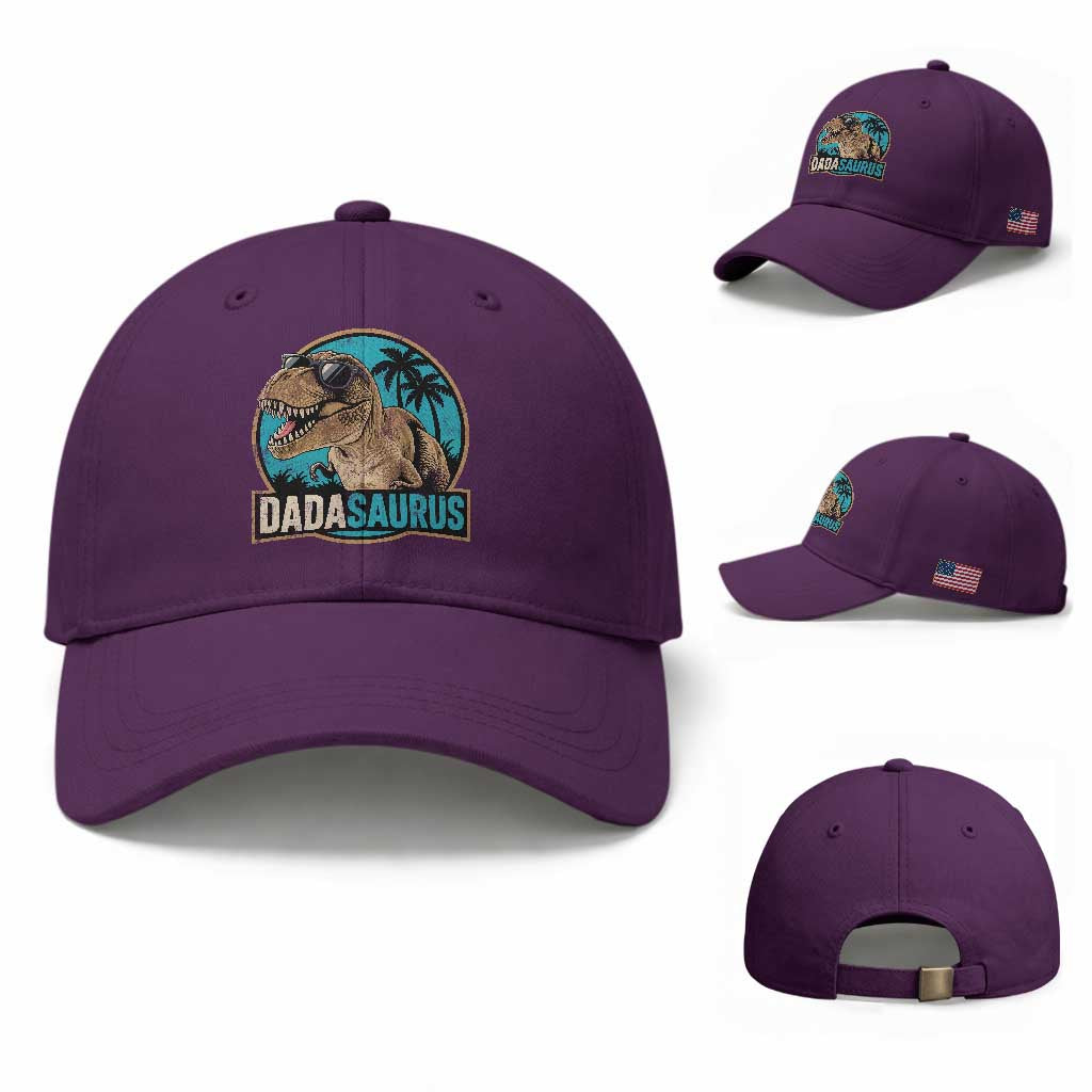 Dinosuar Dad Baseball Cap Funny Dadasaurus Fathers Day Family Matching TS11 Baseball Cap Universal Fit Purple Print Your Wear