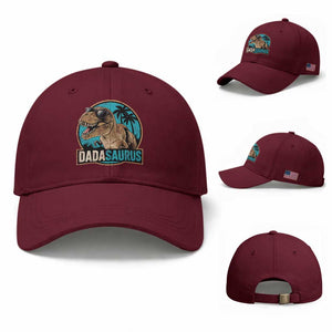 Dinosuar Dad Baseball Cap Funny Dadasaurus Fathers Day Family Matching TS11 Baseball Cap Universal Fit Maroon Print Your Wear