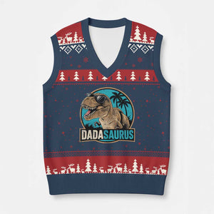 Dinosuar Dad V-Neck Knit Sweater Vest Funny Dadasaurus Fathers Day Family Matching TS11 Navy Red Print Your Wear