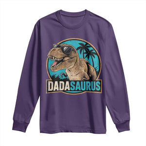 Dinosuar Dad Long Sleeve Shirt Funny Dadasaurus Fathers Day Family Matching TS11 Purple Print Your Wear
