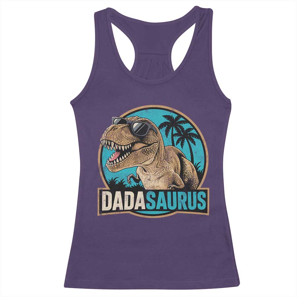 Dinosuar Dad Racerback Tank Top Funny Dadasaurus Fathers Day Family Matching TS11 Purple Print Your Wear