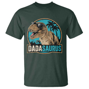 Dinosuar Dad T Shirt Funny Dadasaurus Fathers Day Family Matching TS11 Dark Forest Green Print Your Wear