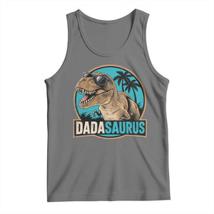 Dinosuar Dad Tank Top Funny Dadasaurus Fathers Day Family Matching TS11 Black Heather Print Your Wear