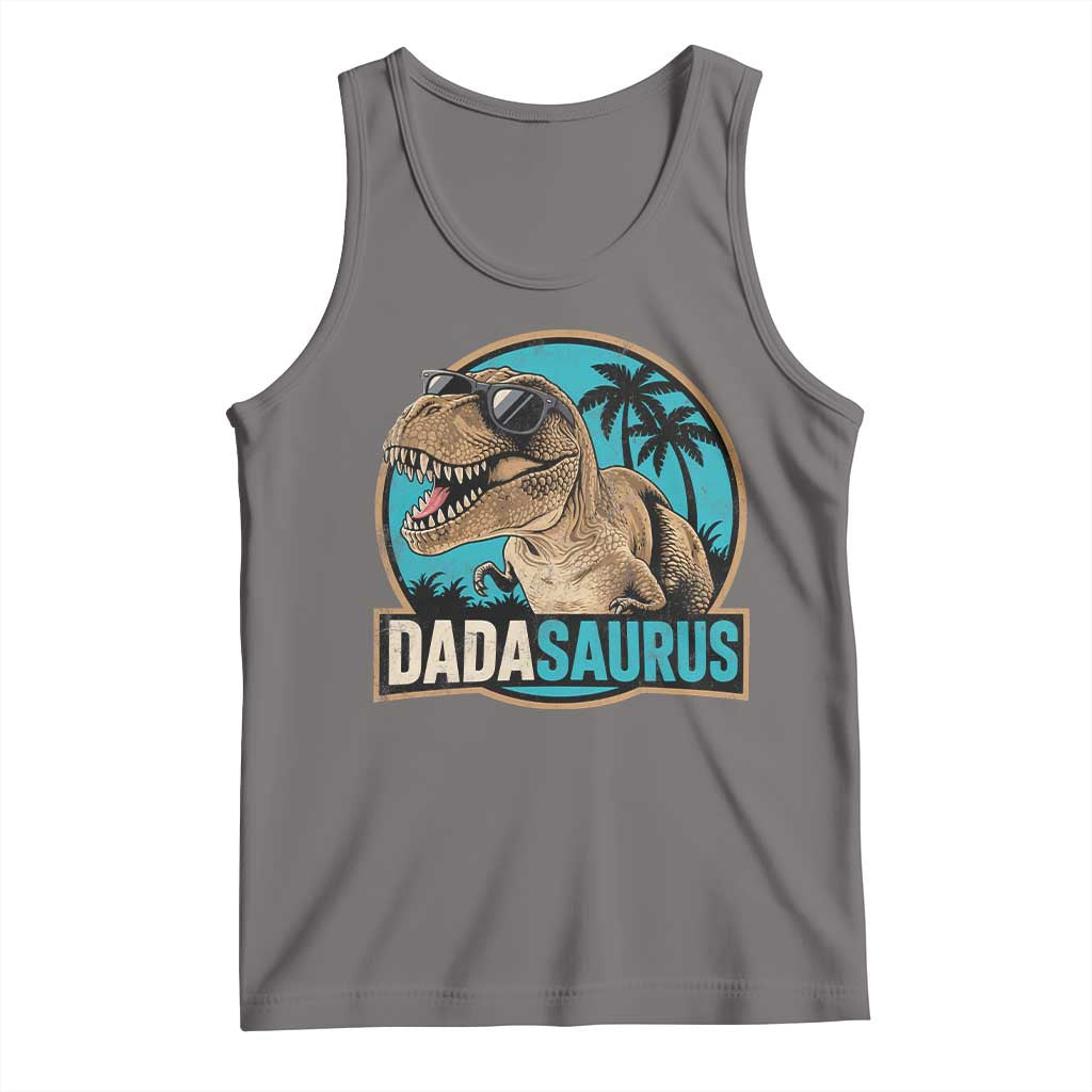 Dinosuar Dad Tank Top Funny Dadasaurus Fathers Day Family Matching TS11 Deep Heather Print Your Wear