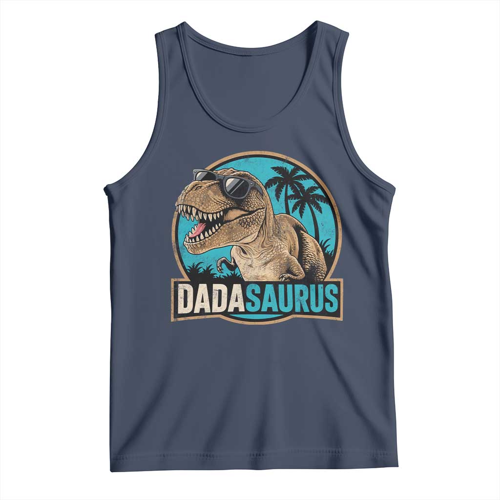 Dinosuar Dad Tank Top Funny Dadasaurus Fathers Day Family Matching TS11 Navy Print Your Wear