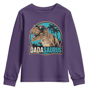 Dinosuar Dad Youth Sweatshirt Funny Dadasaurus Fathers Day Family Matching TS11 Purple Print Your Wear