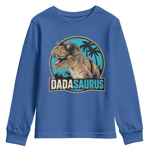 Dinosuar Dad Youth Sweatshirt Funny Dadasaurus Fathers Day Family Matching TS11 Royal Blue Print Your Wear