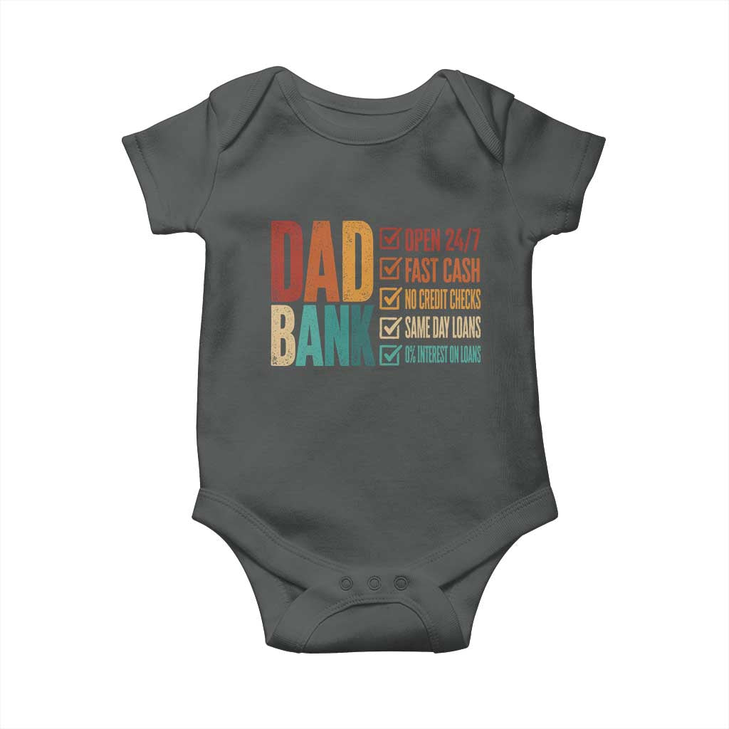 Dad Bank Baby Onesie Open 24 7 Fast Cash Funny Father's Day Gifts TS11 Dark Heather Print Your Wear