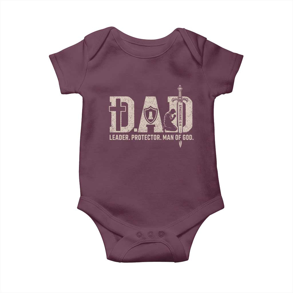 Christian Dad Baby Onesie Father Leader Protector Man Of God TS11 Maroon Print Your Wear