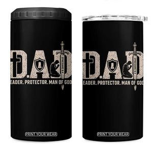 Christian Dad 4 in 1 Can Cooler Tumbler Father Leader Protector Man Of God TS11 One Size: 16 oz Black Print Your Wear