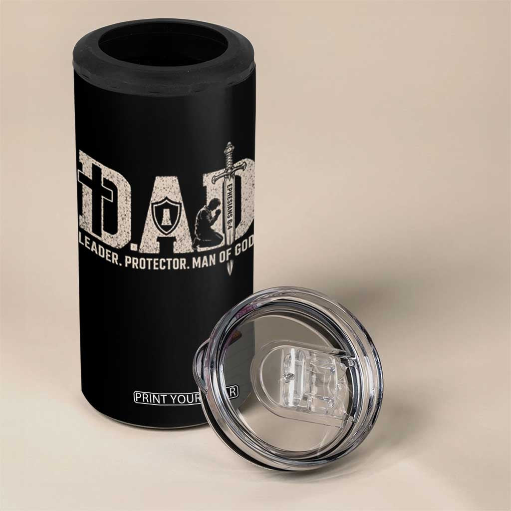 Christian Dad 4 in 1 Can Cooler Tumbler Father Leader Protector Man Of God TS11 Print Your Wear