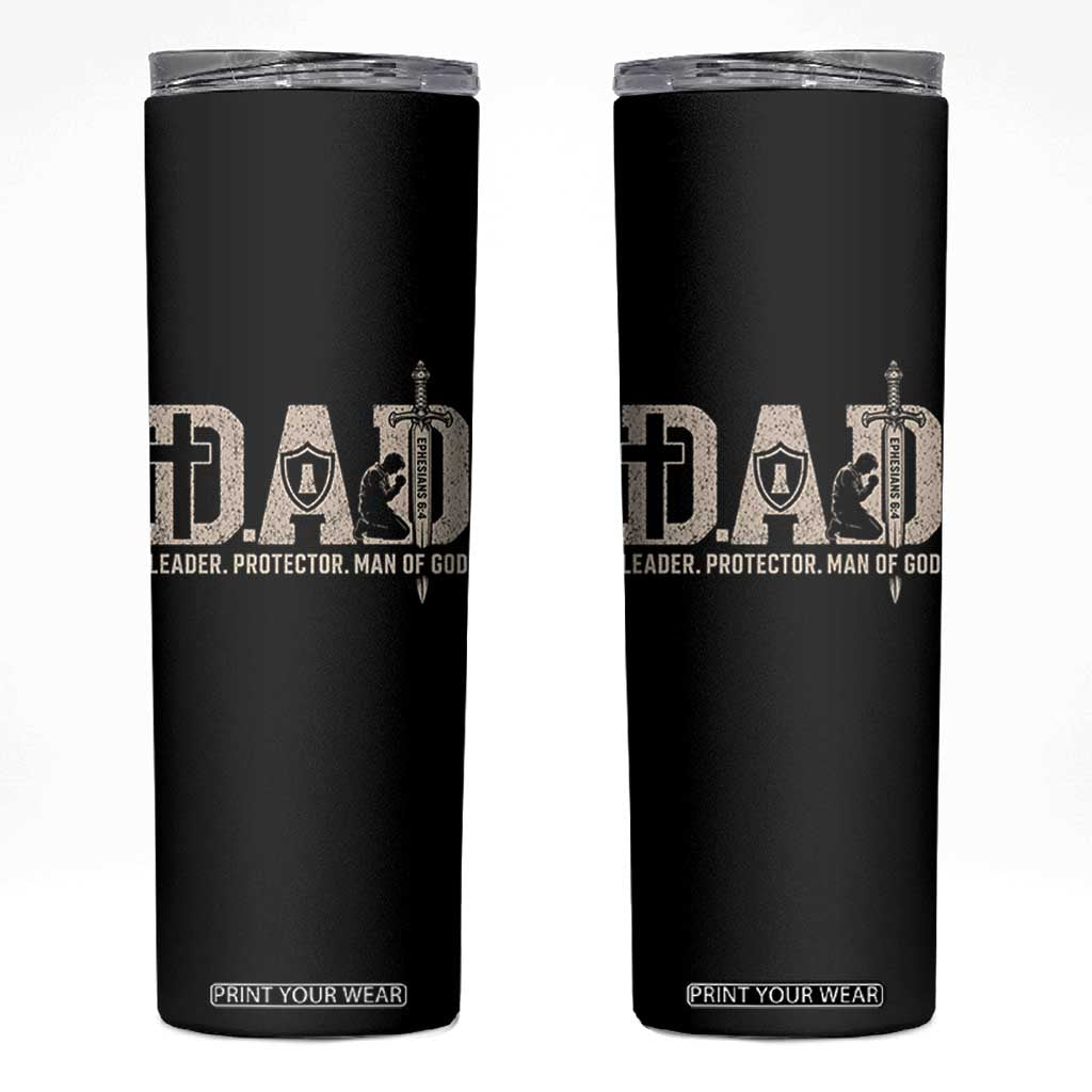 Christian Dad Skinny Tumbler Father Leader Protector Man Of God TS11 Black Print Your Wear