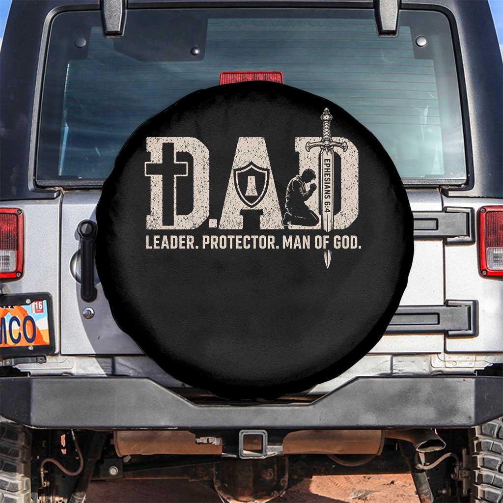 Christian Dad Spare Tire Cover Father Leader Protector Man Of God TS11 No hole Black Print Your Wear