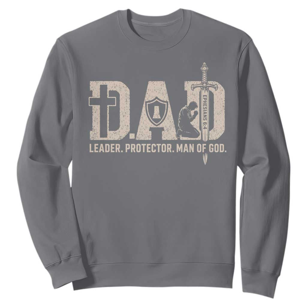Christian Dad Sweatshirt Father Leader Protector Man Of God TS11 Charcoal Print Your Wear