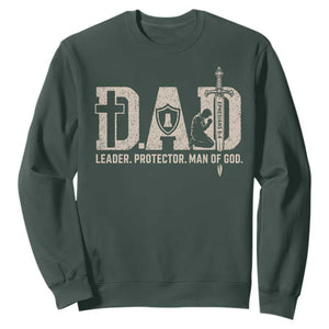 Christian Dad Sweatshirt Father Leader Protector Man Of God TS11 Dark Forest Green Print Your Wear