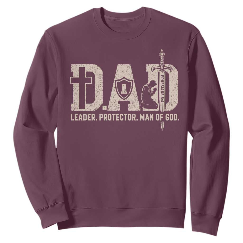 Christian Dad Sweatshirt Father Leader Protector Man Of God TS11 Maroon Print Your Wear