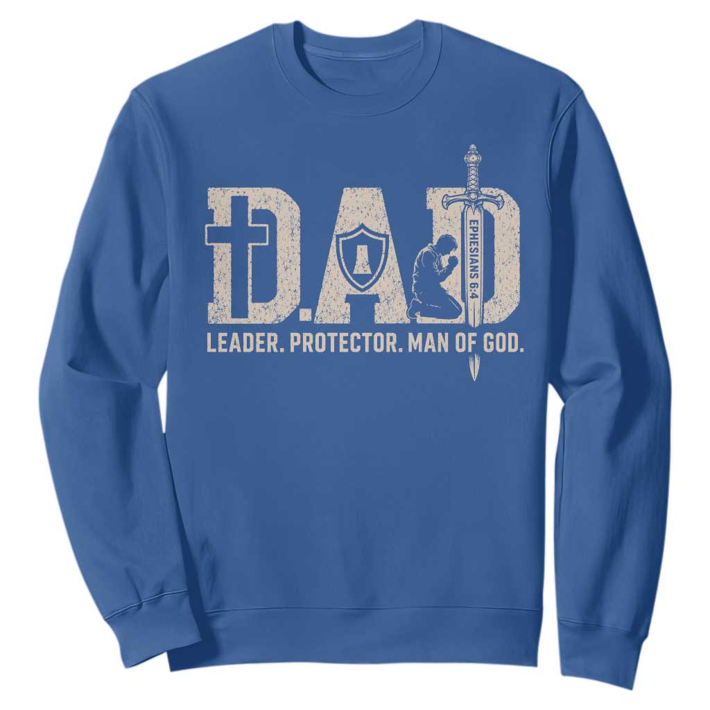 Christian Dad Sweatshirt Father Leader Protector Man Of God TS11 Royal Blue Print Your Wear