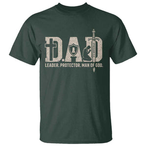 Christian Dad T Shirt Father Leader Protector Man Of God TS11 Dark Forest Green Print Your Wear