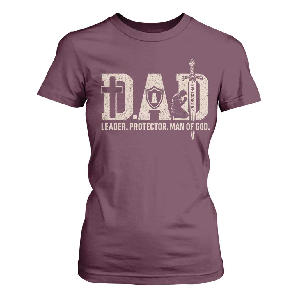 Christian Dad T Shirt For Women Father Leader Protector Man Of God TS11 Maroon Print Your Wear