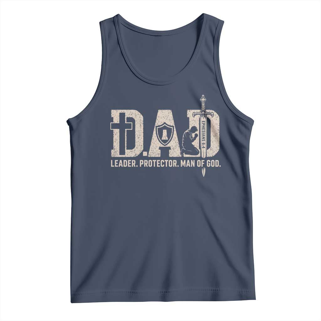 Christian Dad Tank Top Father Leader Protector Man Of God TS11 Navy Print Your Wear