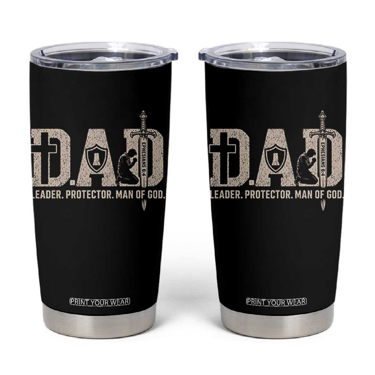 Christian Dad Tumbler Cup Father Leader Protector Man Of God TS11 Black Print Your Wear