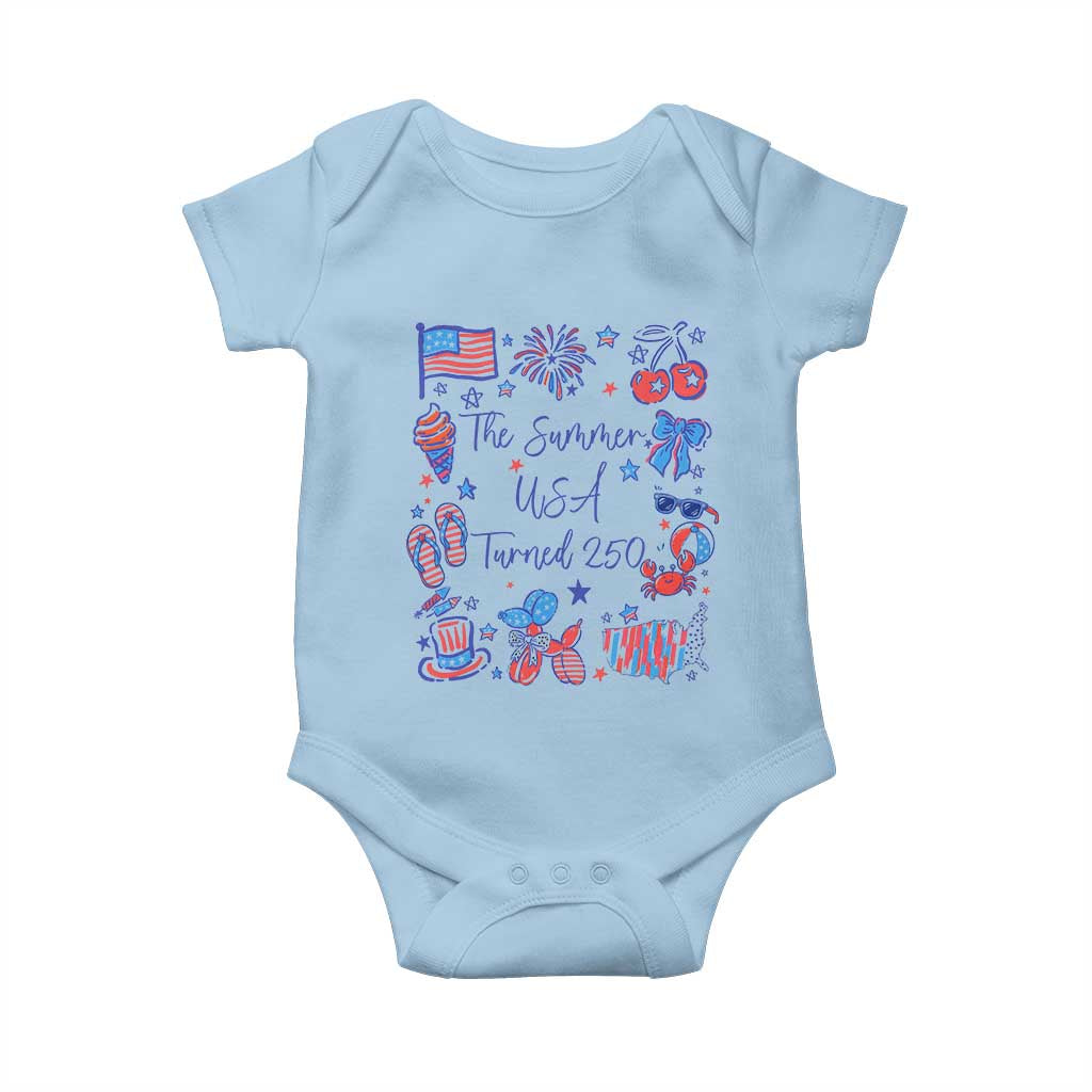 The Summer USA Turned 250 1776 2026 4th of July Baby Onesie TS11 Light Blue Print Your Wear