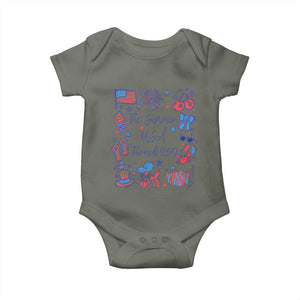 The Summer USA Turned 250 1776 2026 4th of July Baby Onesie TS11 Military Green Print Your Wear