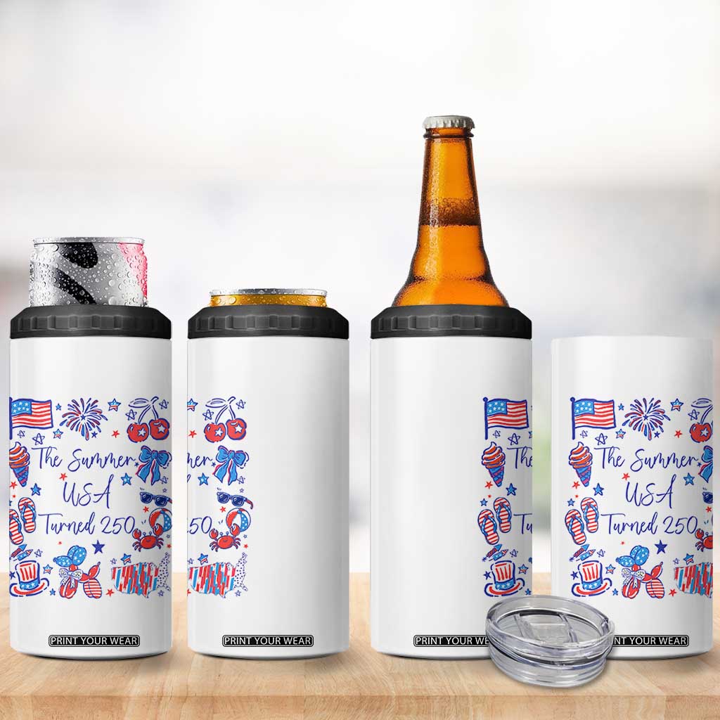 The Summer USA Turned 250 1776 2026 4th of July 4 in 1 Can Cooler Tumbler TS11 Print Your Wear