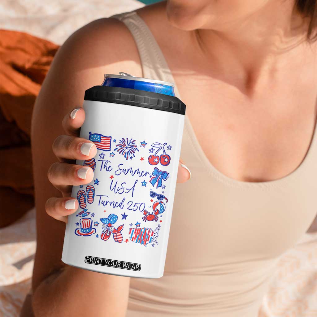 The Summer USA Turned 250 1776 2026 4th of July 4 in 1 Can Cooler Tumbler TS11 Print Your Wear