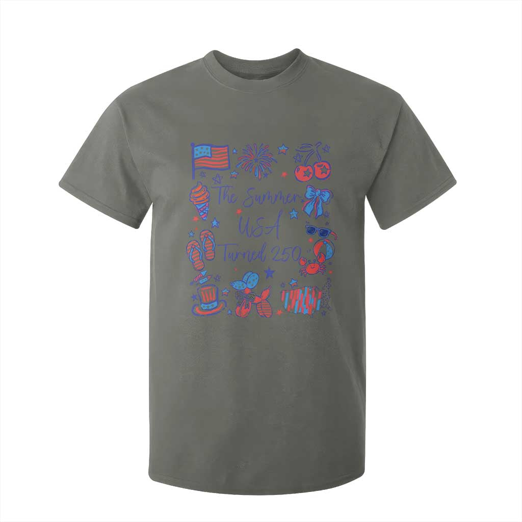 The Summer USA Turned 250 1776 2026 4th of July T Shirt For Kid TS11 Military Green Print Your Wear