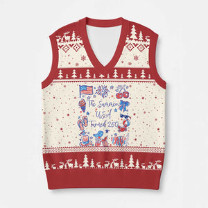 The Summer USA Turned 250 1776 2026 4th of July V-Neck Knit Sweater Vest TS11 Beige Red Print Your Wear
