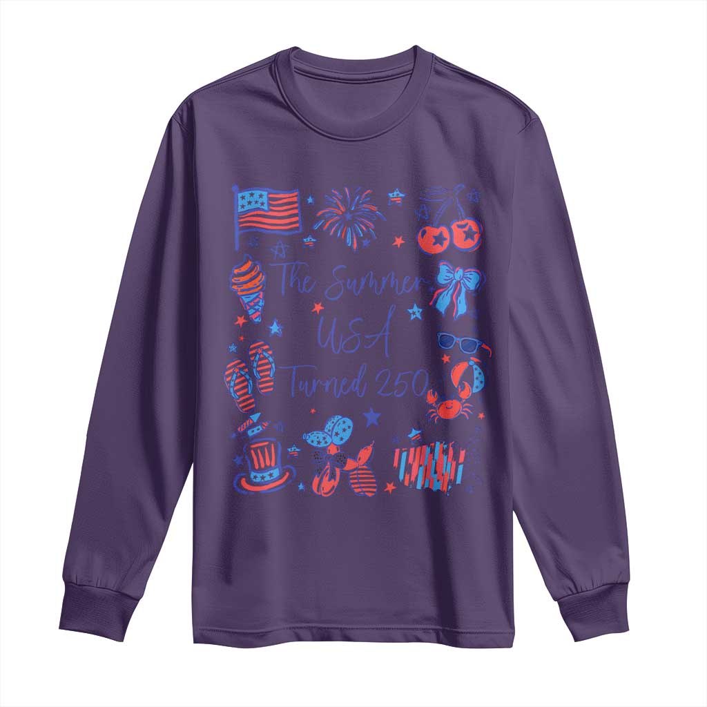 The Summer USA Turned 250 1776 2026 4th of July Long Sleeve Shirt TS11 Purple Print Your Wear