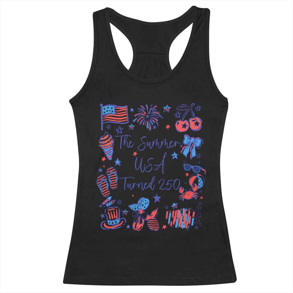 The Summer USA Turned 250 1776 2026 4th of July Racerback Tank Top TS11 Black Print Your Wear
