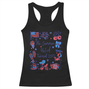 The Summer USA Turned 250 1776 2026 4th of July Racerback Tank Top TS11 Black Print Your Wear
