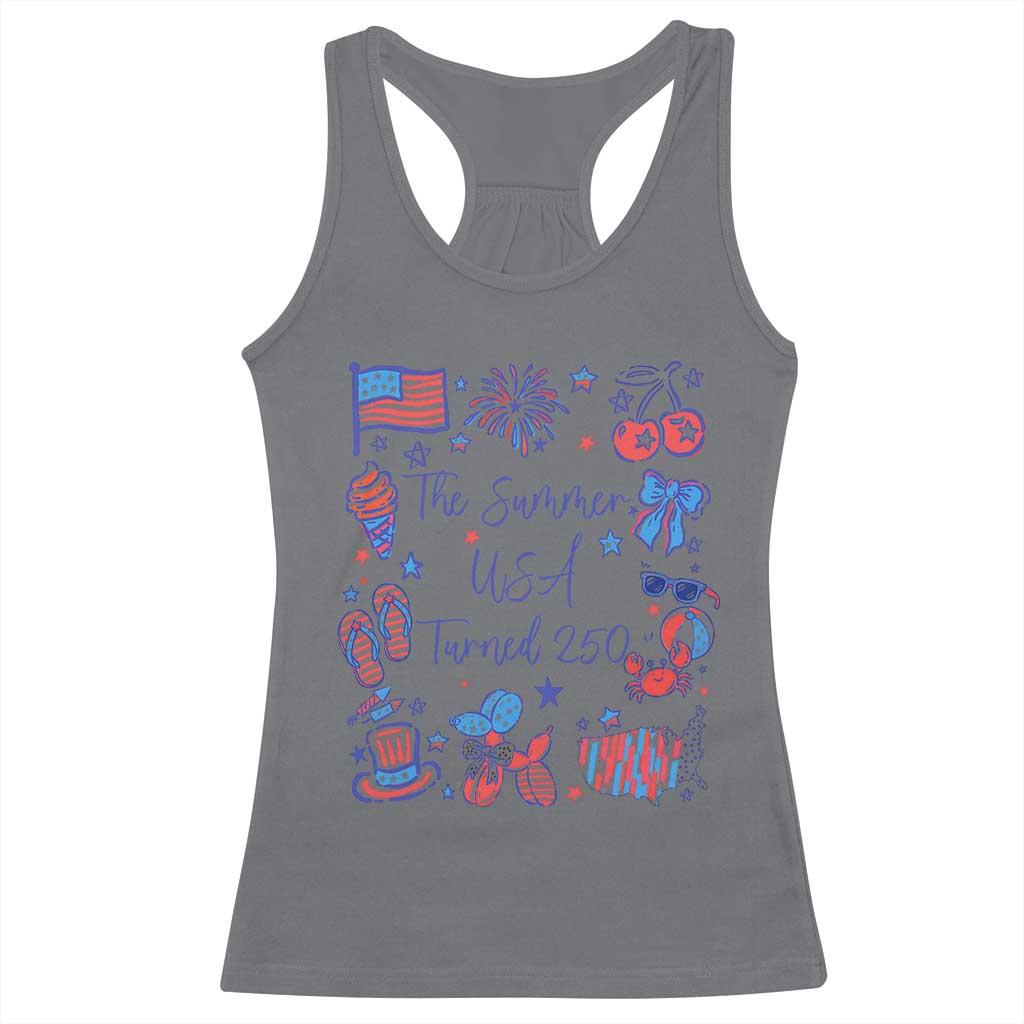 The Summer USA Turned 250 1776 2026 4th of July Racerback Tank Top TS11 Charcoal Print Your Wear