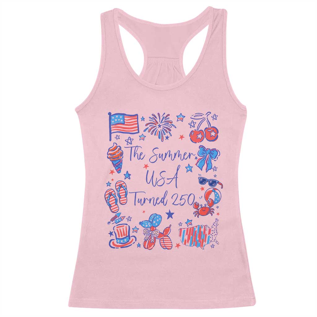 The Summer USA Turned 250 1776 2026 4th of July Racerback Tank Top TS11 Light Pink Print Your Wear