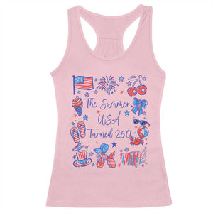 The Summer USA Turned 250 1776 2026 4th of July Racerback Tank Top TS11 Light Pink Print Your Wear