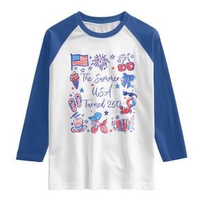 The Summer USA Turned 250 1776 2026 4th of July Raglan Shirt TS11 White Royal Print Your Wear